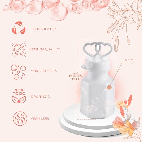 Wedding Bubbles with Wands - Bulk Mini Double Heart Top Bubbles for Wedding Send Off, Bridal Party Favors, Engagement, Anniversary Celebrations, Toy Gifts for Kids, Boys or Girls